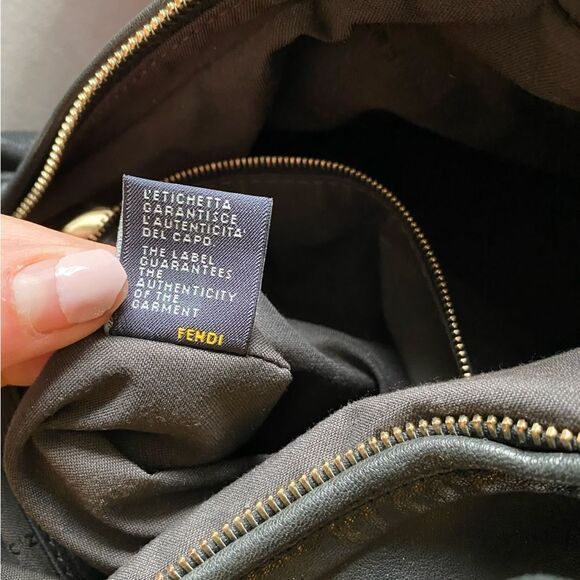 Fendi Perforated Zucca Leather Chef Tote Shoulder Bag Handbag Black - Picture 3 of 7